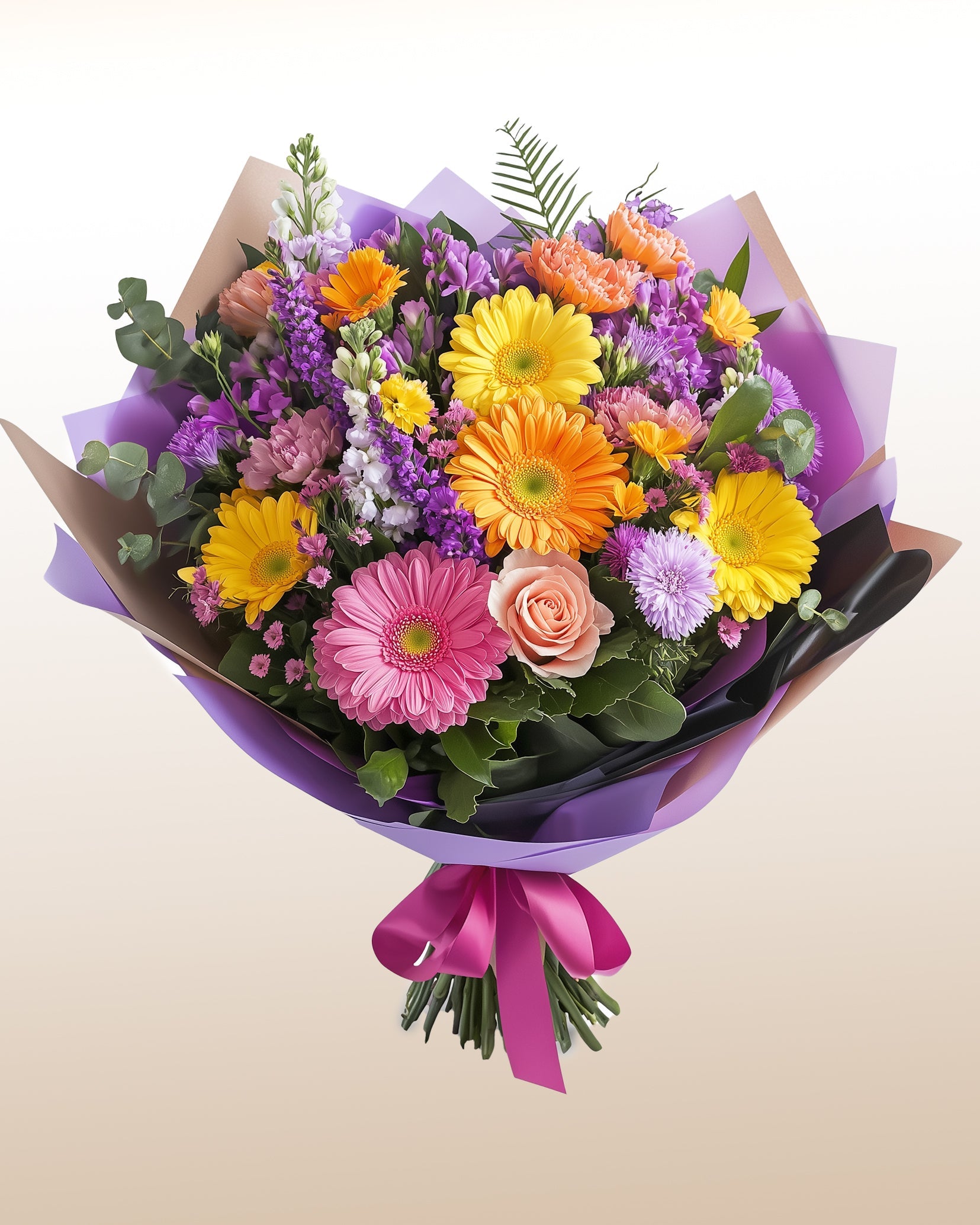Gerberas, carnations , roses mixed flower bouquet