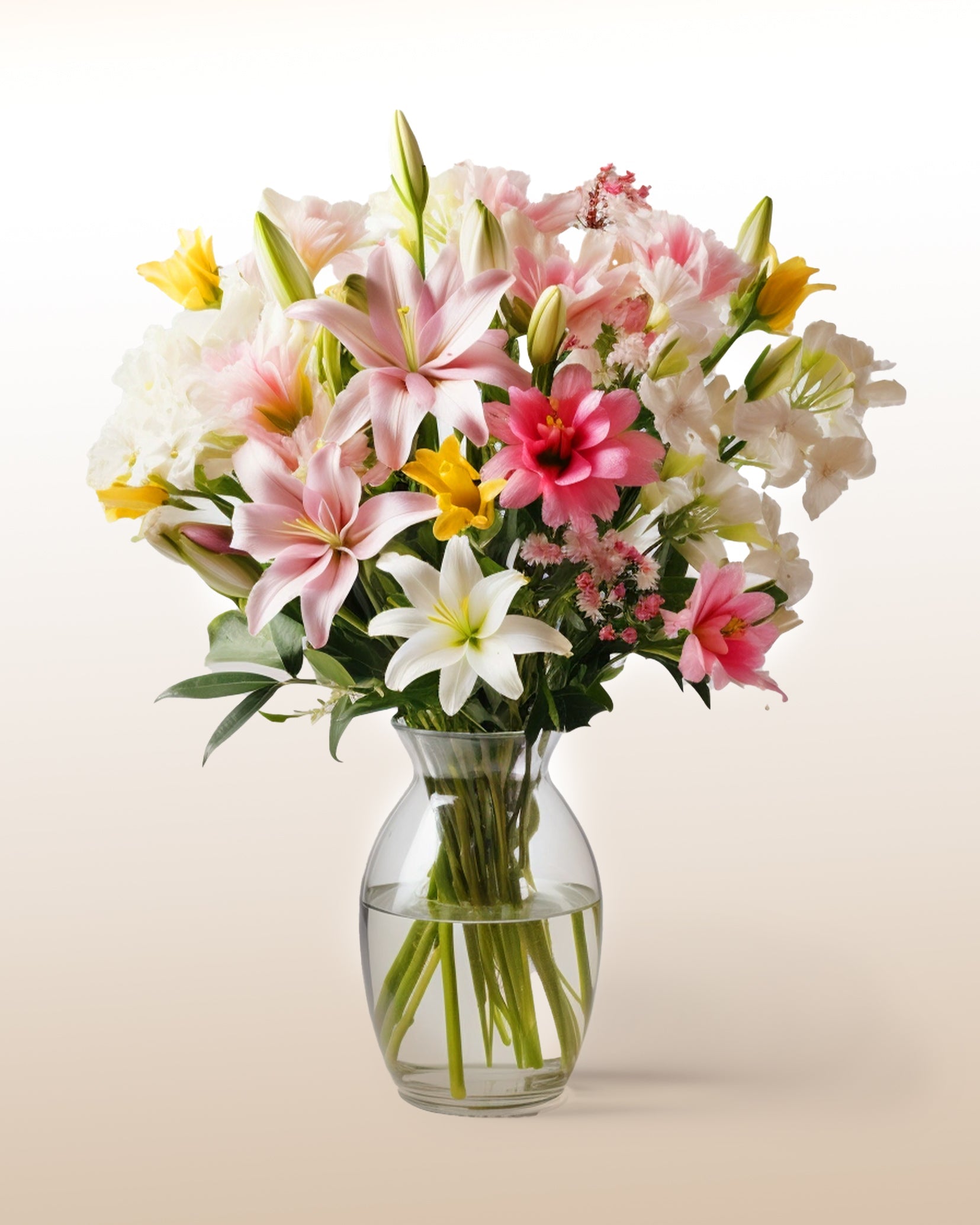 A soft and elegant bouquet of seasonal lilies arranged in a balanced style. Delivered worldwide by trusted local florists.