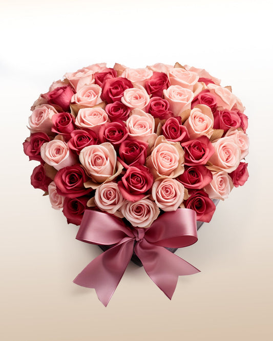 A refined arrangement of premium roses in radiant pink and red tones. Elegant, expressive, and delivered worldwide with care.